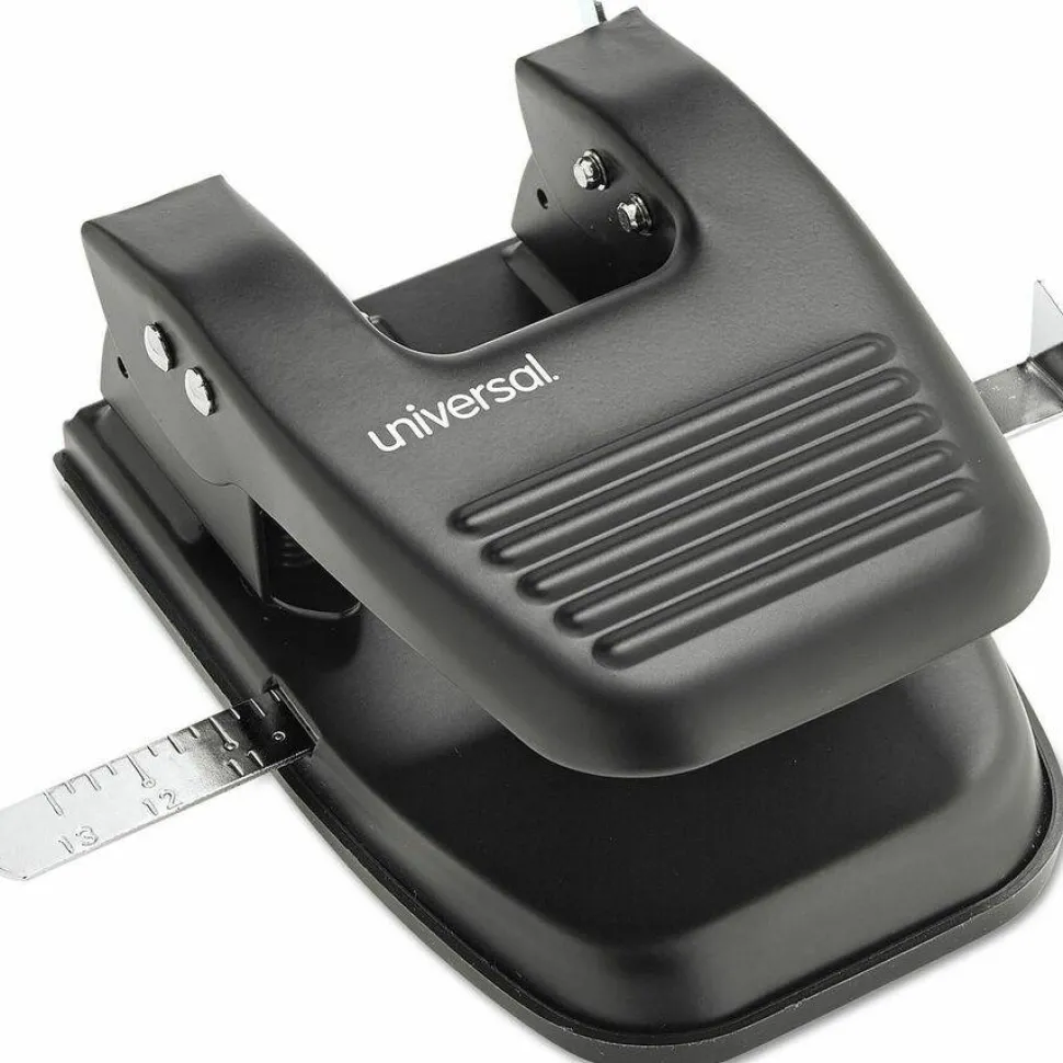 Universal 30-Sheet Two-Hole Punch, 9/32" Holes, Black