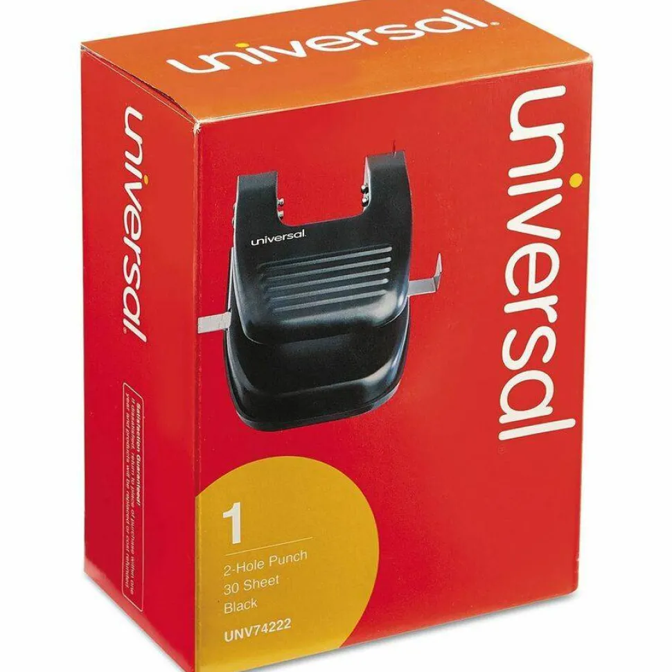 Universal 30-Sheet Two-Hole Punch, 9/32" Holes, Black