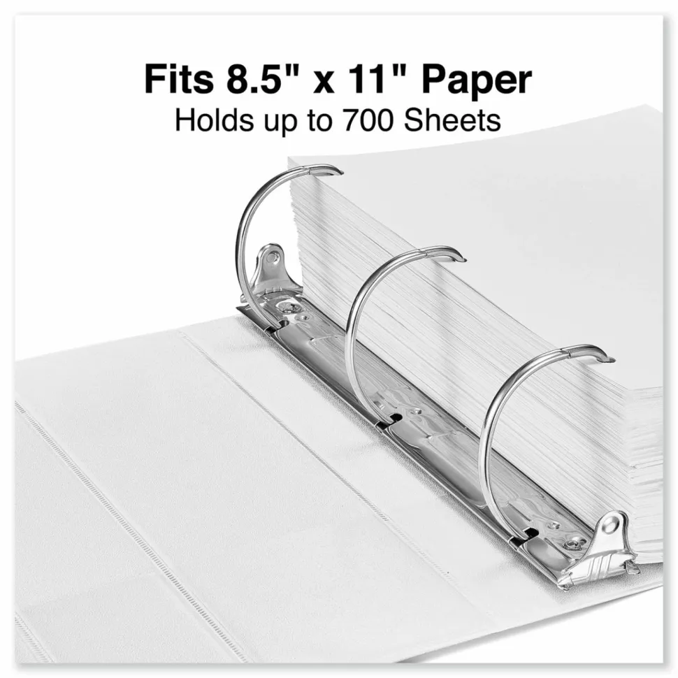 Universal Slant D-Ring View Binder, 3 Rings, 4" Capacity, 11 x 8.5, White