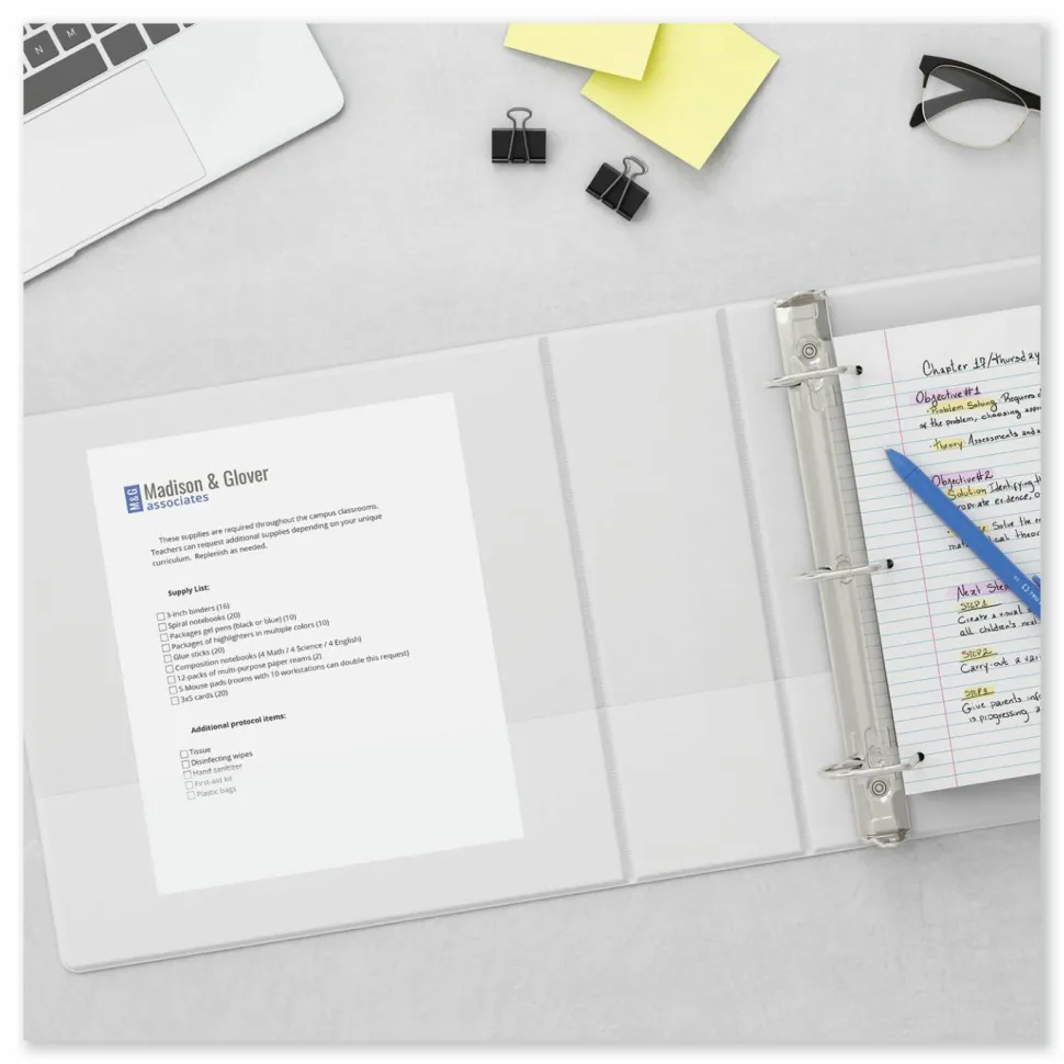 Universal Slant D-Ring View Binder, 3 Rings, 4" Capacity, 11 x 8.5, White