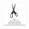 Universal Stainless Steel Office Scissors, 8" Long, 3.75" Cut Length, Straight Black Handle
