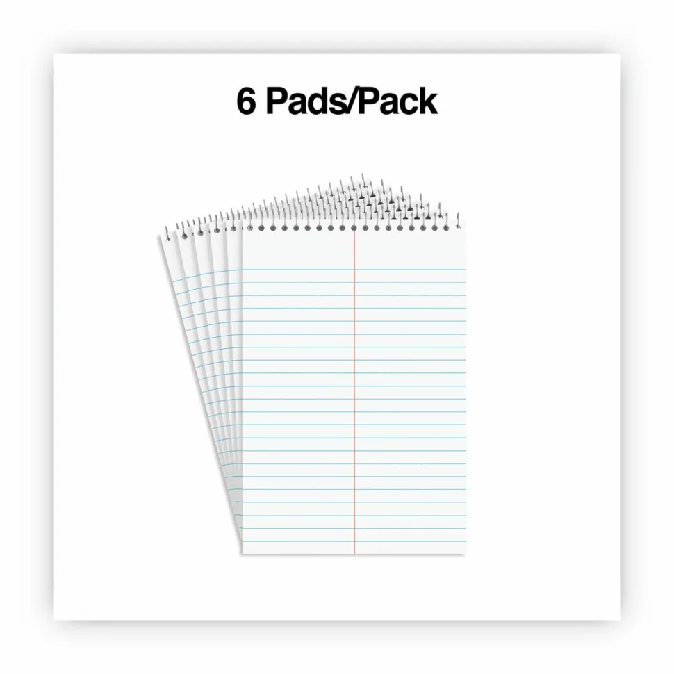Universal Steno Pads, Red Cover, Gregg Rule, (80) White 6 x 9 Sheets, 6/Pack