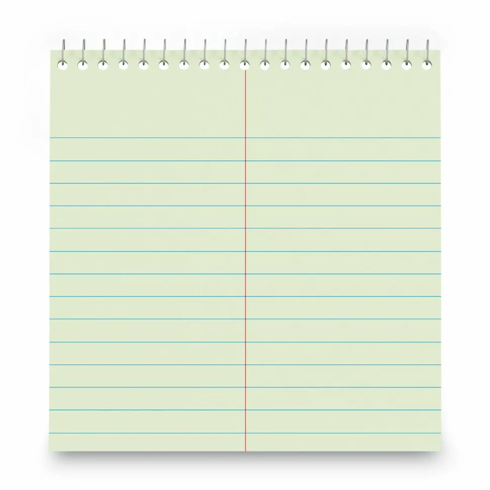 Universal Steno Pads, Red Cover, Gregg Rule, (80) Green-Tint 6 x 9 Sheets, 6/Pack