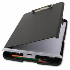 Universal Storage Clipboard with Pen Compartment, 0.5" Clip Capacity, Holds 8.5 x 11 Sheets, Black