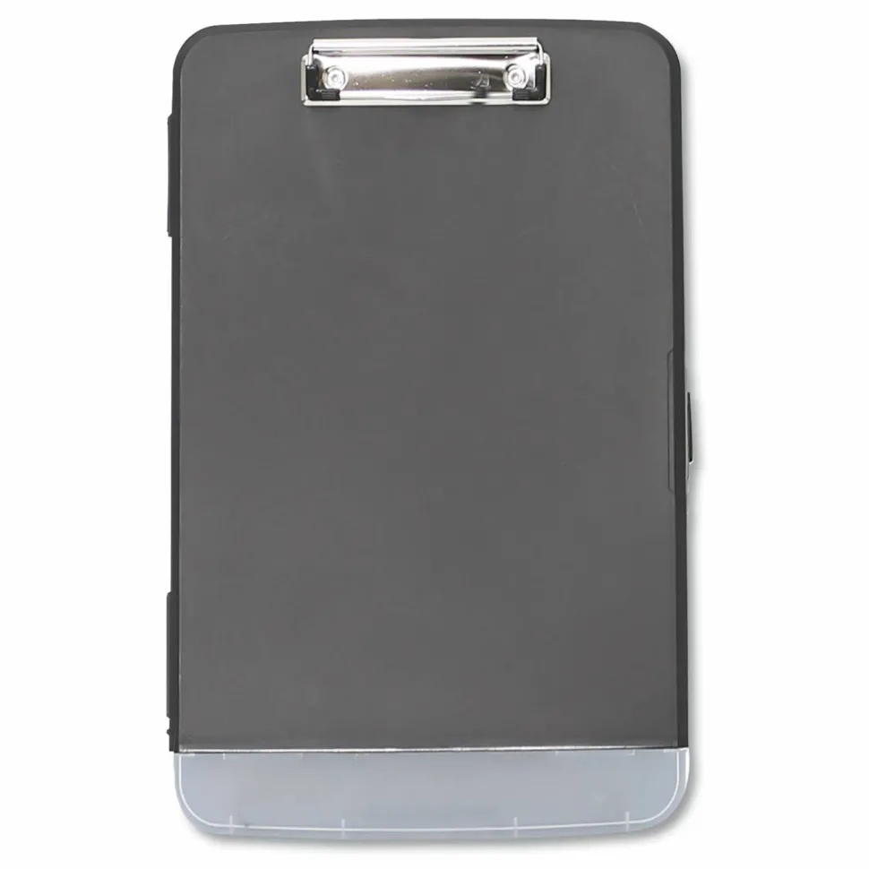 Universal Storage Clipboard with Pen Compartment, 0.5" Clip Capacity, Holds 8.5 x 11 Sheets, Black