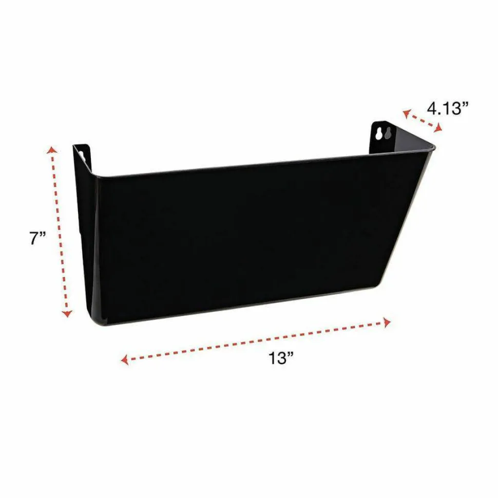 Universal Wall File Pockets, Plastic, Letter Size, 13" x 4.13" x 7", Black