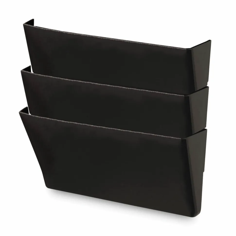 Universal Wall File Pockets, 3 Sections, Letter Size,13" x 4.13" x 14.5", Black, 3/Pack