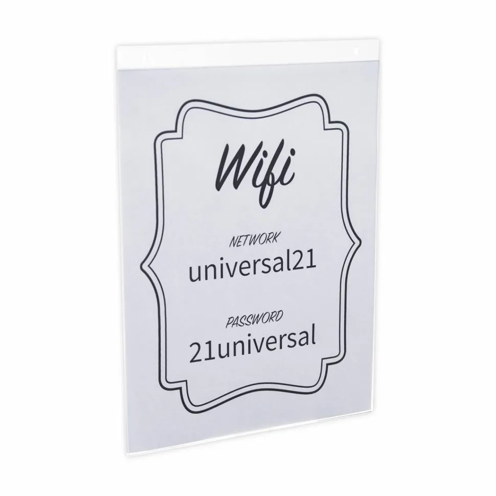 Universal Wall Mount Sign Holder, 8.5 x 11, Vertical, Clear, 2/Pack
