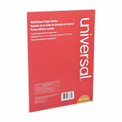 Universal Wall Mount Sign Holder, 8.5 x 11, Vertical, Clear, 2/Pack