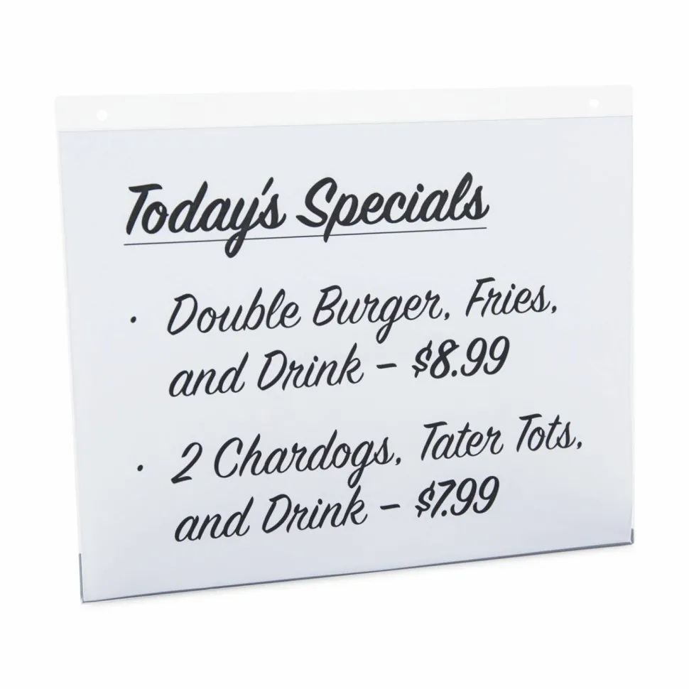 Universal Wall Mount Sign Holder, 11 x 8.5, Horizontal, Clear, 2/Pack