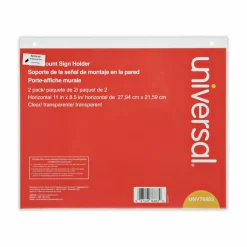 Universal Wall Mount Sign Holder, 11 x 8.5, Horizontal, Clear, 2/Pack