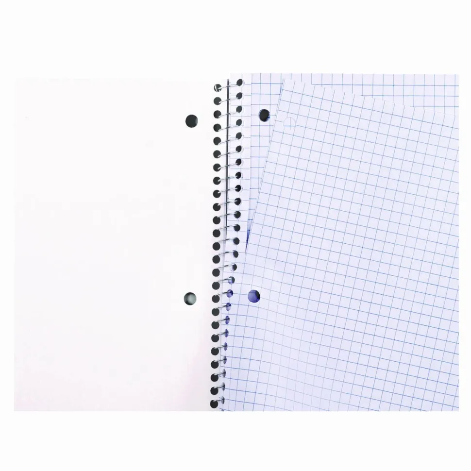 Universal Wirebound Notebook, 1-Subject, Quadrille Rule (4 sq/in), Black Cover, (70) 10.5 x 8 Sheets