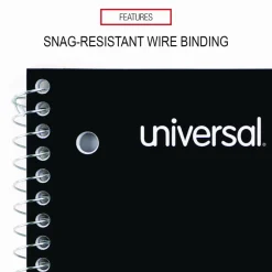Universal Wirebound Notebook, 1-Subject, Quadrille Rule (4 sq/in), Black Cover, (70) 10.5 x 8 Sheets