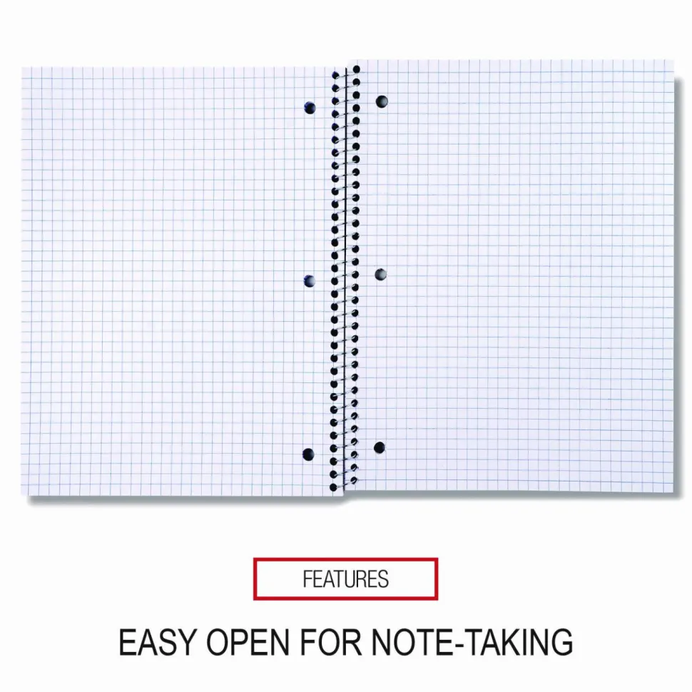 Universal Wirebound Notebook, 1-Subject, Quadrille Rule (4 sq/in), Black Cover, (70) 10.5 x 8 Sheets