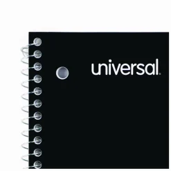 Universal Wirebound Notebook, 1-Subject, Quadrille Rule (4 sq/in), Black Cover, (70) 10.5 x 8 Sheets