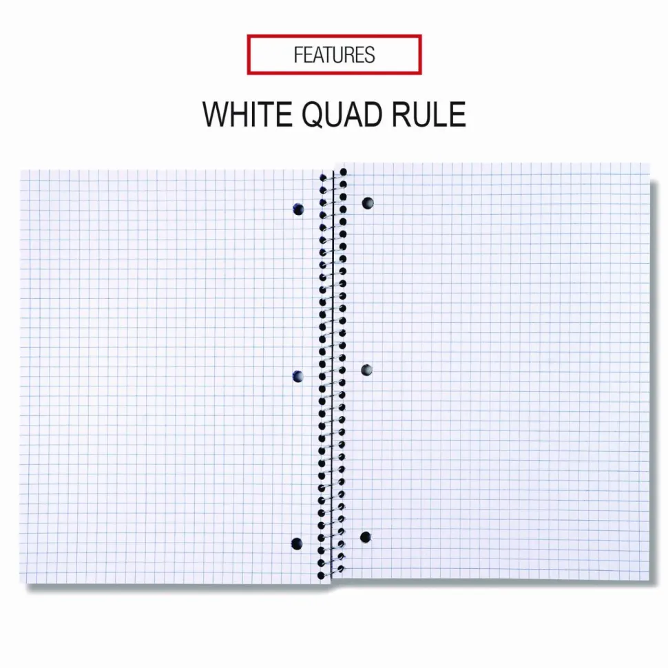 Universal Wirebound Notebook, 1-Subject, Quadrille Rule (4 sq/in), Black Cover, (70) 10.5 x 8 Sheets
