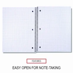 Universal Wirebound Notebook, 1-Subject, Quadrille Rule (4 sq/in), Assorted Cover Colors, (70) 10.5 x 8 Sheets, 4/Pack