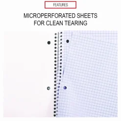 Universal Wirebound Notebook, 1-Subject, Quadrille Rule (4 sq/in), Assorted Cover Colors, (70) 10.5 x 8 Sheets, 4/Pack