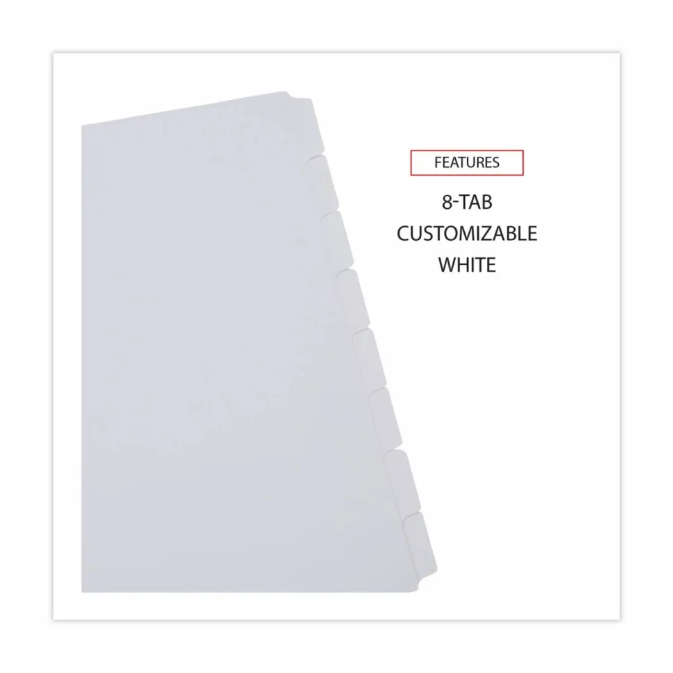 Universal Write-On/Erasable Indexes with Tab - Blank - 8 Tab(s)/Set - 8.5" x 11" - 1 Set - White Divider - White Tab