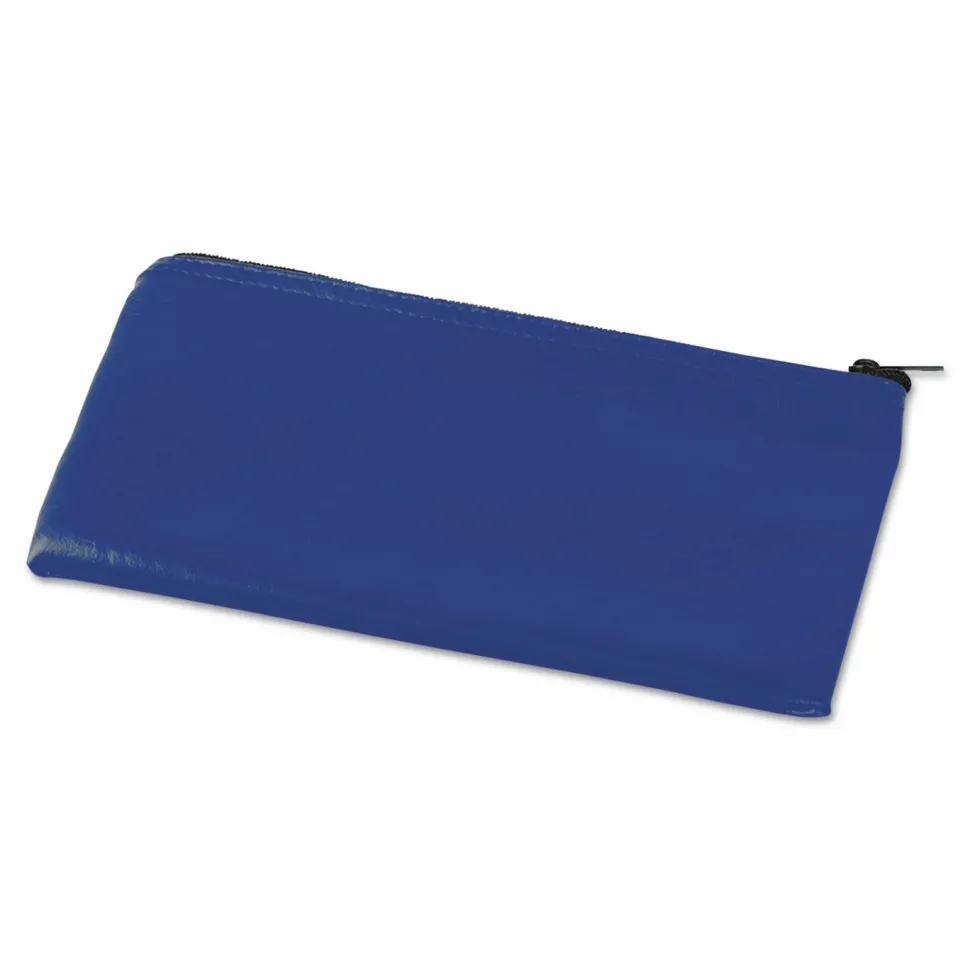 Universal Zippered Wallets/Cases, Leatherette PU, Toothed Zipper Closure, 11" x 6", Blue, 2/Pack