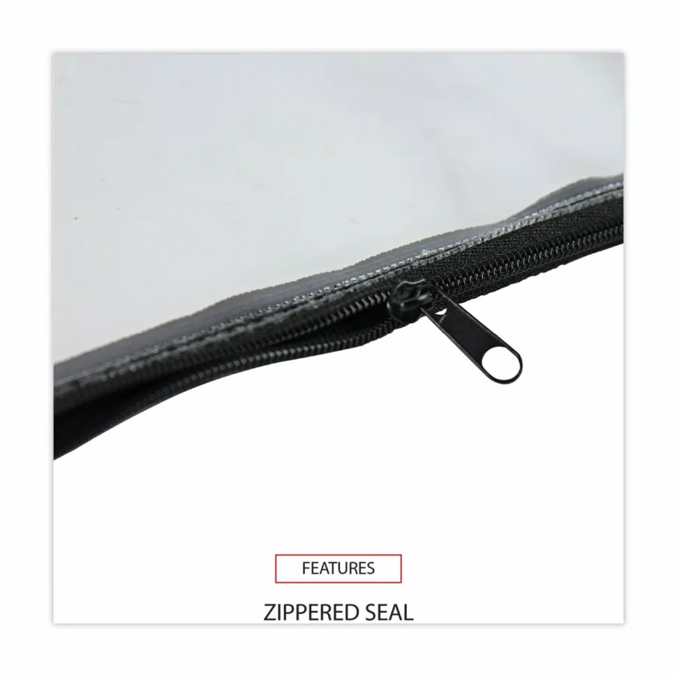 Universal Zippered Wallets/Cases, Polyethene, Toothed Zipper Closure, 11" x 6", Clear/Black, 2/Pack
