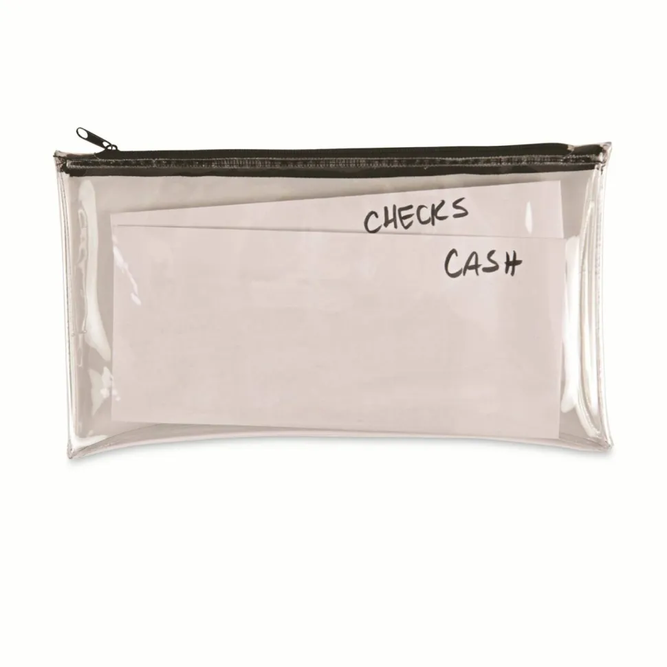 Universal Zippered Wallets/Cases, Polyethene, Toothed Zipper Closure, 11" x 6", Clear/Black, 2/Pack