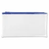 Universal Zippered Wallets/Cases, Polyethene, Toothed Zipper Closure, 11" x 6", Clear/Blue, 2/Pack