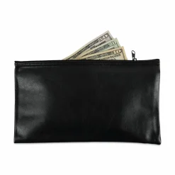 Universal Zippered Wallets/Cases, Leatherette PU, Toothed Zipper Closure, 11" x 6", Black, 2/Pack