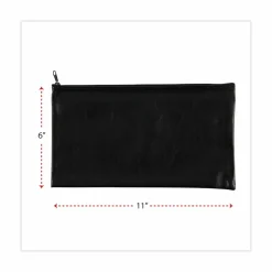 Universal Zippered Wallets/Cases, Leatherette PU, Toothed Zipper Closure, 11" x 6", Black, 2/Pack