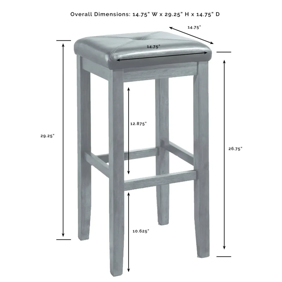 Upholstered Square Seat 2Pc Bar Stool Set