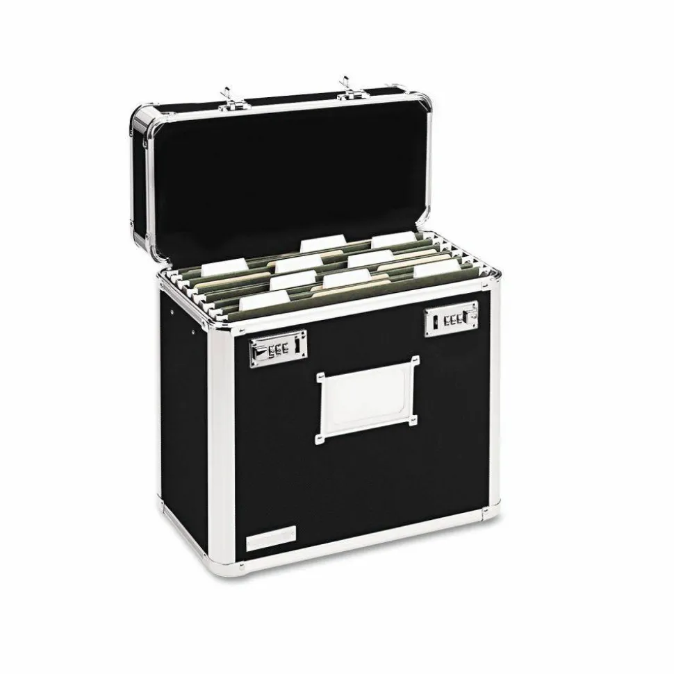 Vaultz Locking Storage File Tote, Letter Size, 12 1/4" x 13 3/4" x 7 1/4", Black