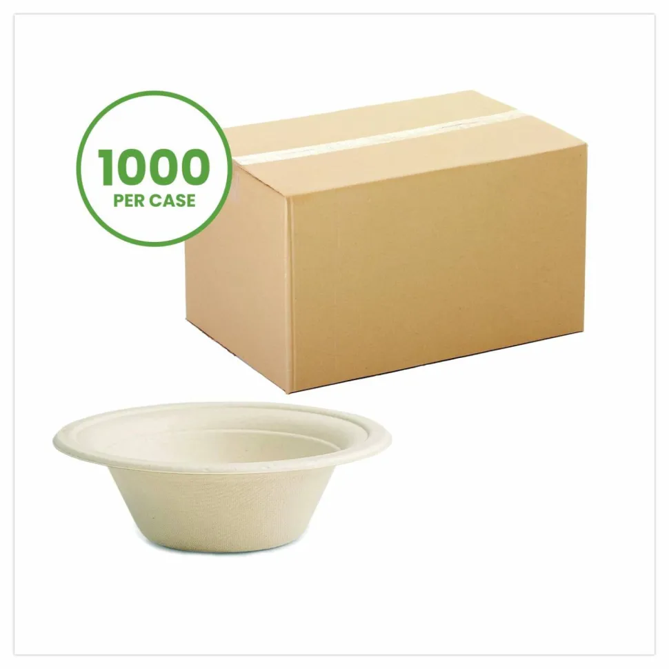 Vegware Nourish Molded Fiber Tableware, , Bowl, Sugarcane, 12 oz, White, 1,000/Carton