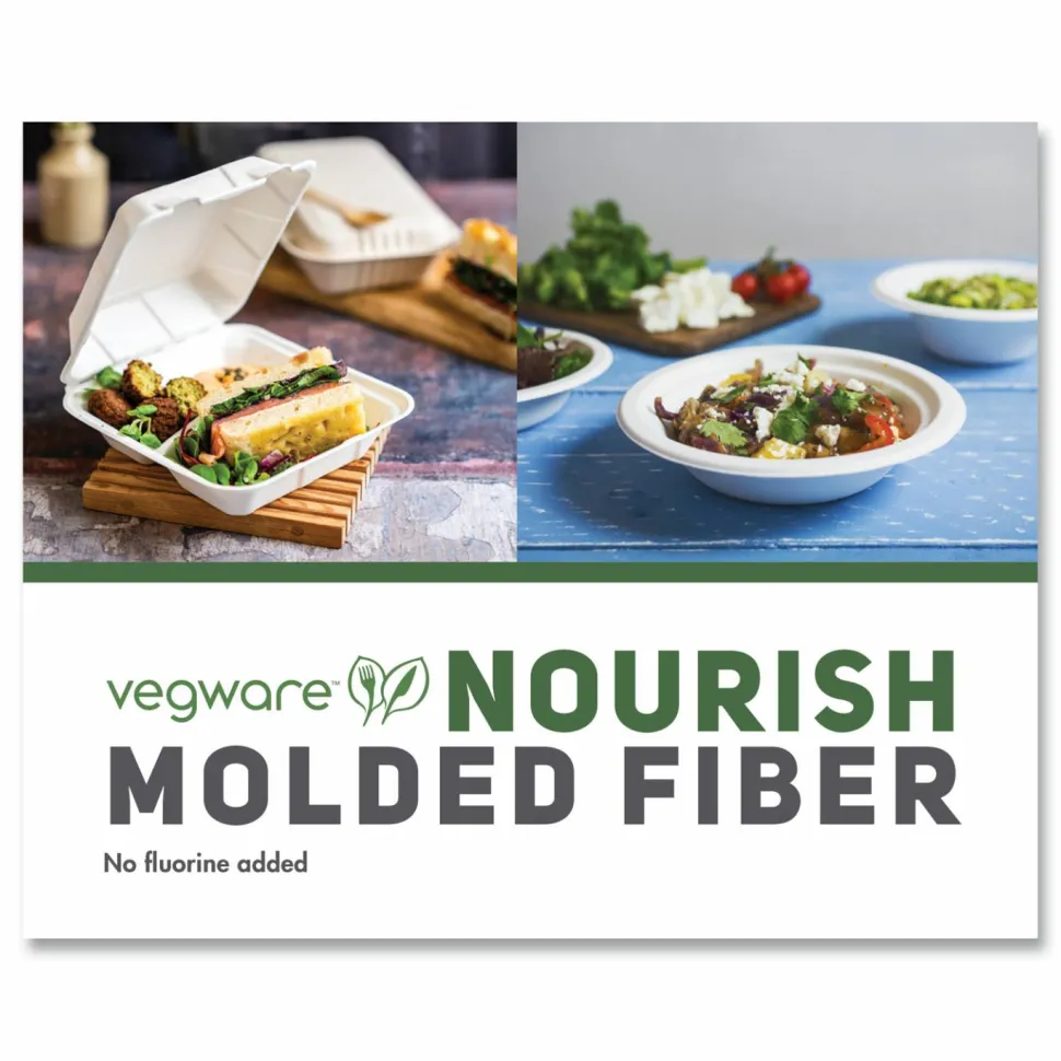 Vegware Nourish Molded Fiber Tableware, , Bowl, Sugarcane, 12 oz, White, 1,000/Carton
