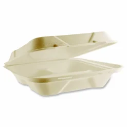 Vegware Nourish Molded Fiber Takeout Containers, , 3 Compartments, 9 x 9 x 3, White, Sugarcane, 200/Carton