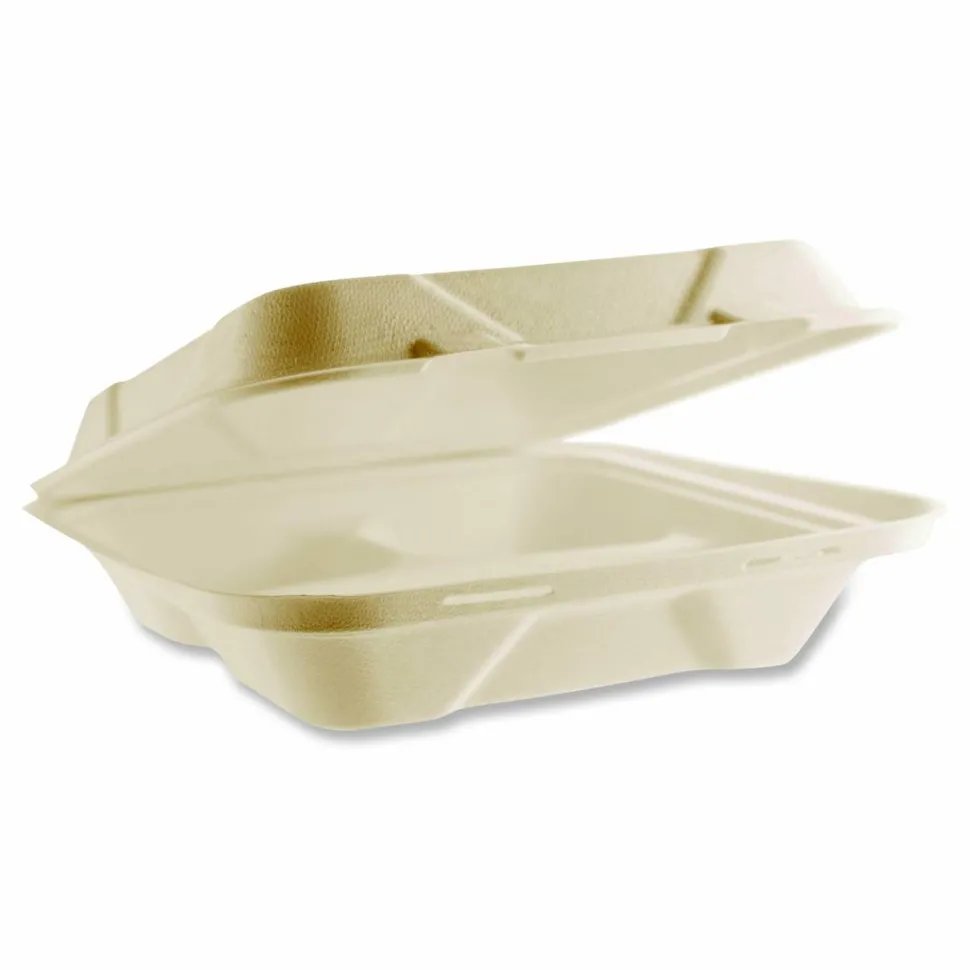Vegware Nourish Molded Fiber Takeout Containers, , 3 Compartments, 9 x 9 x 3, White, Sugarcane, 200/Carton