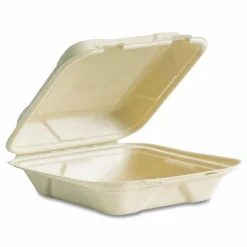 Vegware Nourish Molded Fiber Takeout Containers, , 7.9 x 7.9 x 2.9, White, Sugarcane, 200/Carton