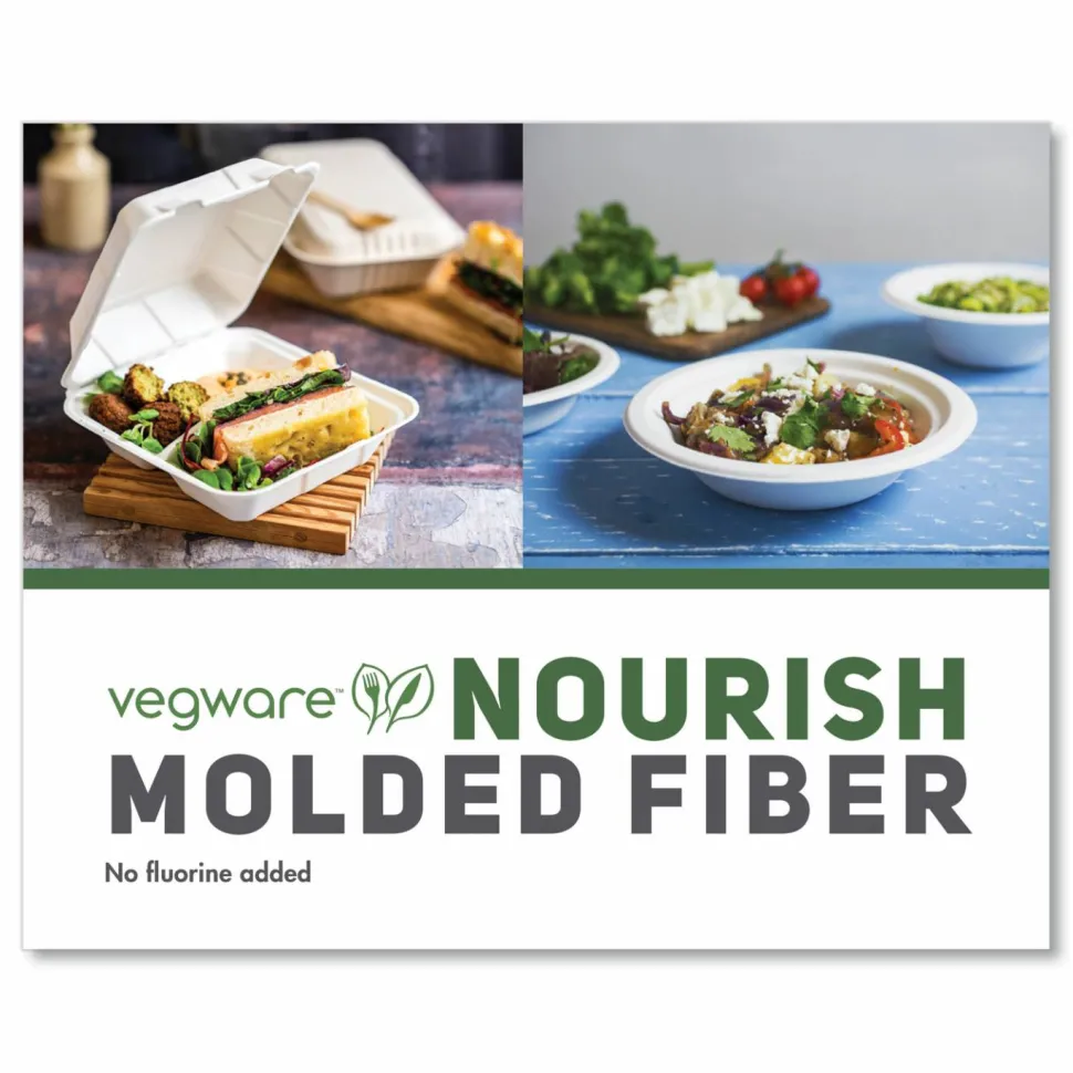 Vegware Nourish Molded Fiber Takeout Containers, , 7.9 x 7.9 x 2.9, White, Sugarcane, 200/Carton