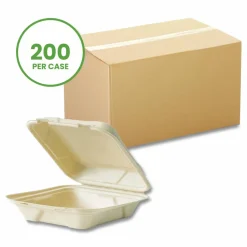 Vegware Nourish Molded Fiber Takeout Containers, , 7.9 x 7.9 x 2.9, White, Sugarcane, 200/Carton