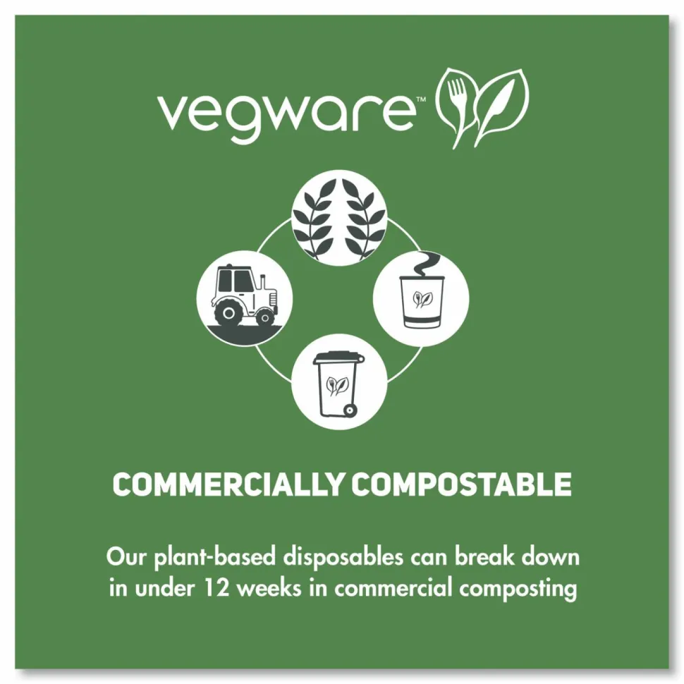 Vegware Soup Containers, , 6 oz, 3.5" Diameter x 1.7"h, Green/White, Paper, 1,000/Carton