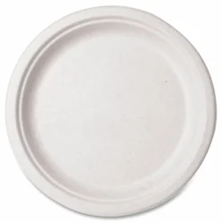 Vegware Nourish Molded Fiber Tableware, , Plate, Sugarcane, 10" dia, White, 500/Carton