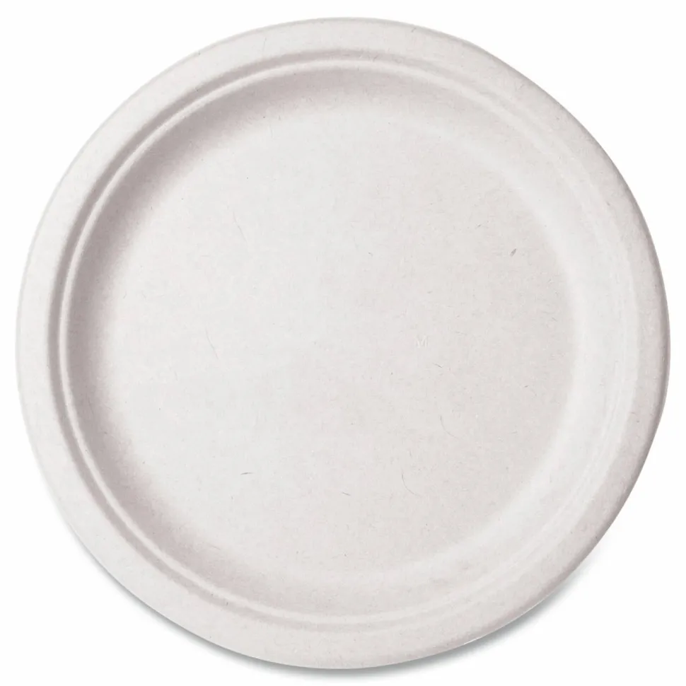 Vegware Nourish Molded Fiber Tableware, , Plate, Sugarcane, 10" dia, White, 500/Carton