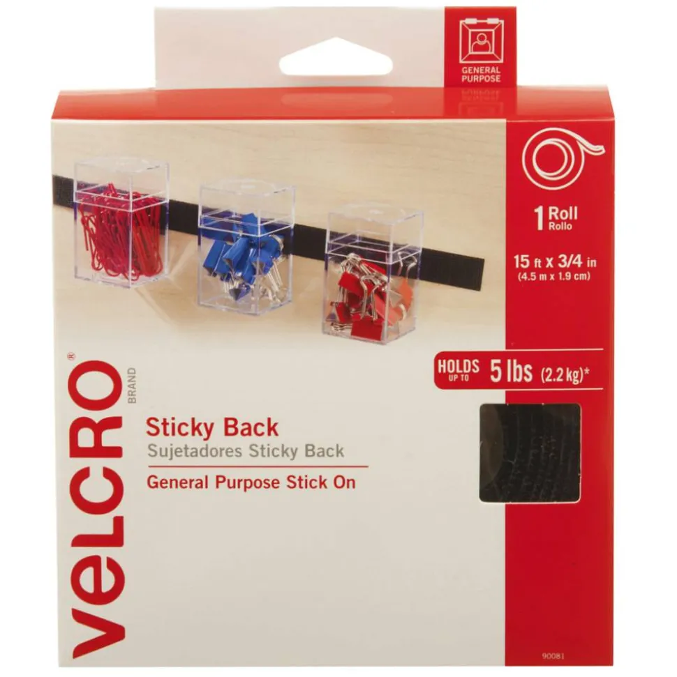 VELCRO Brand STICKY BACK Fasteners, 3/4" x 15', Black