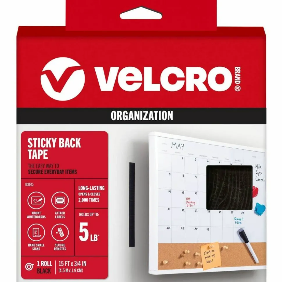 VELCRO Brand STICKY BACK Fasteners, 3/4" x 15', Black