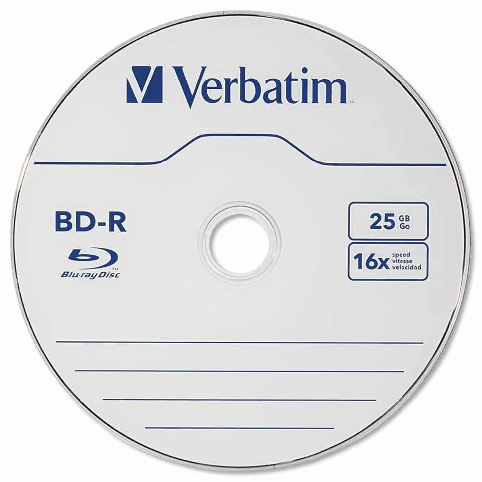 Verbatim BD-R 25GB 16X Disc Spindle, Box Of 25