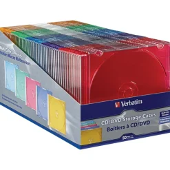 Verbatim CD and DVD Slim Jewel Cases Multi-Color 50 PK