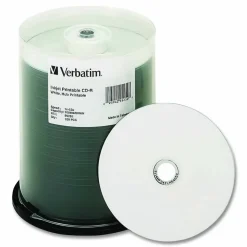 Verbatim CD-R 700MB 52X White Inkjet Printable, Hub Printable - 100pk Spindle