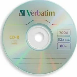 Verbatim CD-R Recordable Disc, 700 MB/80min, 52x, Spindle, Silver, 50/Pack