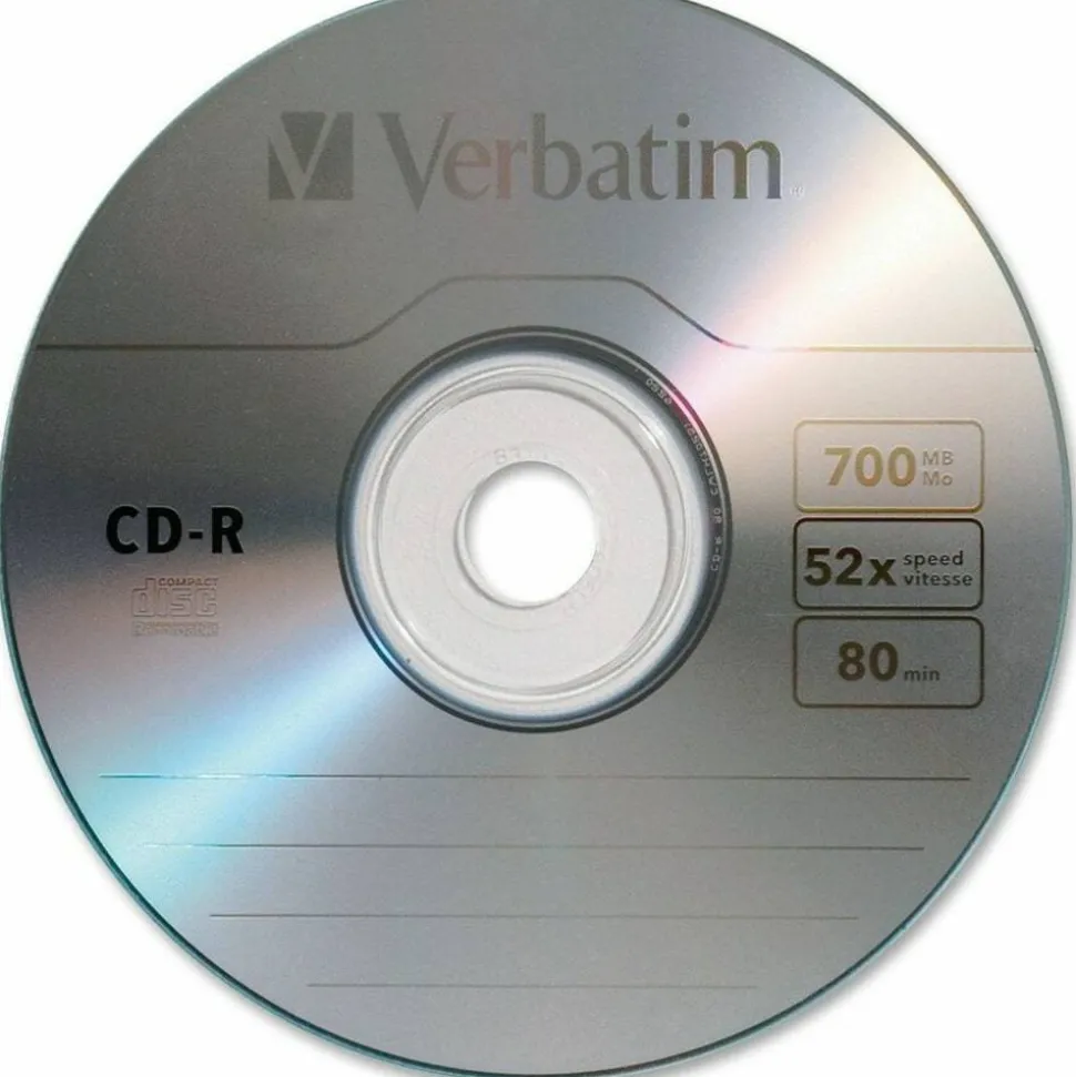 Verbatim CD-R Recordable Disc, 700 MB/80min, 52x, Spindle, Silver, 50/Pack