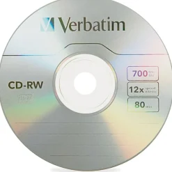 Verbatim CD-RW Rewritable Disc, 700 MB/80 min, 12x, Spindle, Silver, 25/Pack