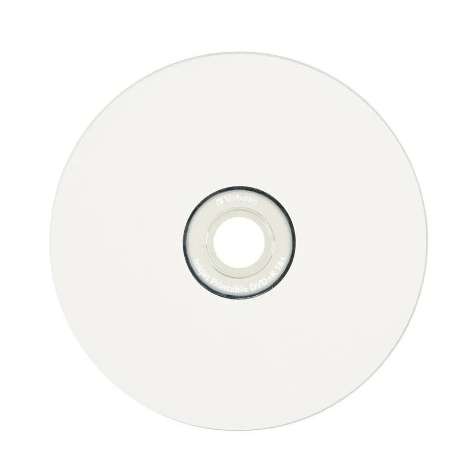 Verbatim DVD+R 4.7GB 16X White Inkjet Printable - 100pk Spindle - 120mm - Printable
